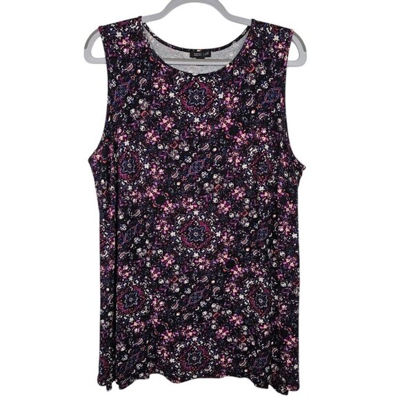J. Jill Tops - J. Jill Wearever Collection Top Shirt PURPLE PAISLEY Floral size 1X Maximalist